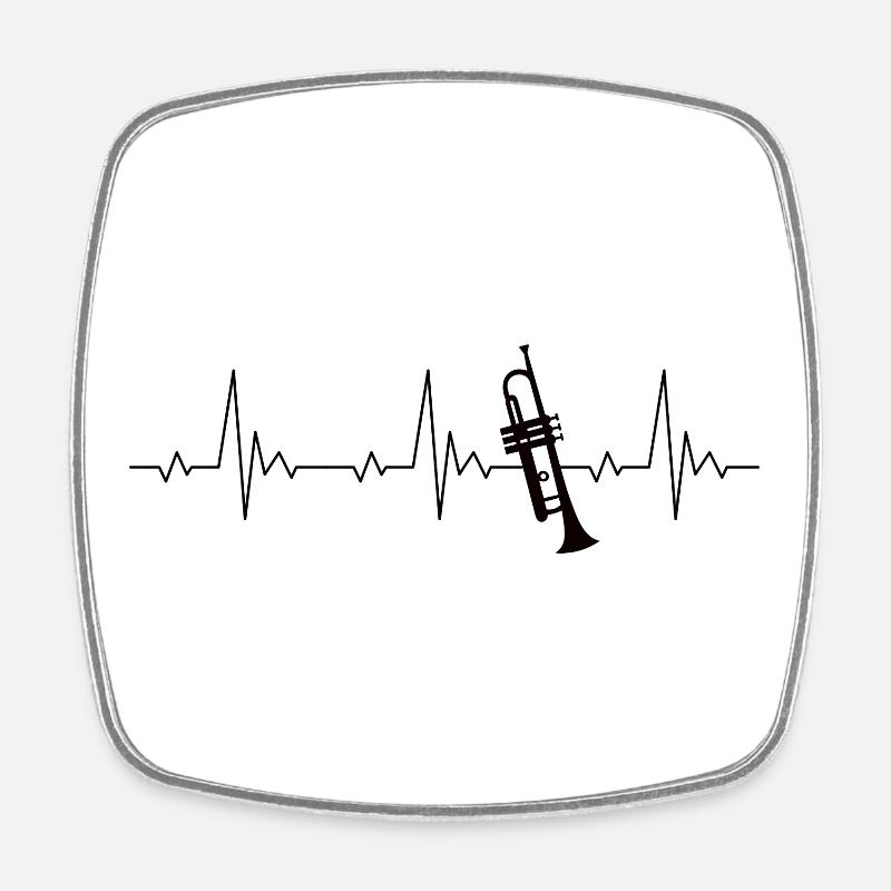 Impulsion de fréquence du rythme cardiaque de la trompette ECG - Magnet carré - blanc