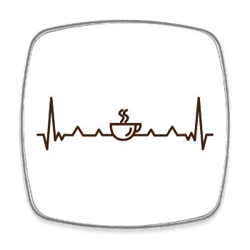 Kaffeepuls Herzschlag Muster - Viereckiger Kühlschrankmagnet - Weiß - Vorne