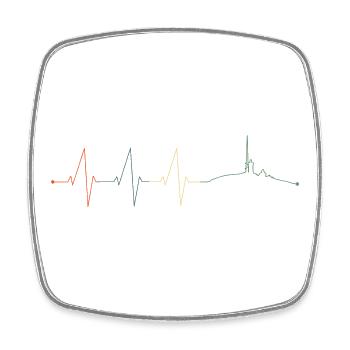 Heartbeat chunk resin mountains pulse vintage retro - Square fridge magnet - white - Front