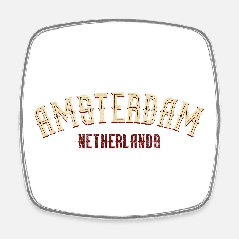 Amsterdam Arch Vintage NL - Magnet carré - blanc