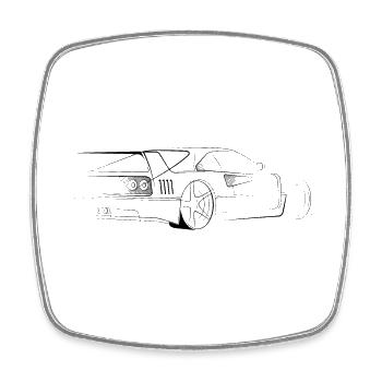 Fast Cars Legend Oldschool Classics Sketch Cars - Magnet carré - blanc - Devant
