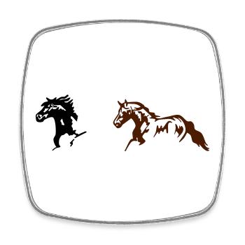 Chevaux, poneys, animaux, étalon, - Magnet carré - blanc - Devant