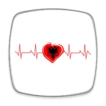 Albanie Heart EKG Beat Heart Rate Gift - Magnet carré - blanc - Devant