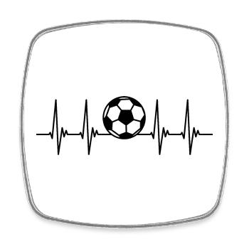 soccer ekg, pulse, heartbeat, soccer player, sport - Square fridge magnet - white - Front