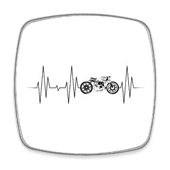 Caferacer Herzschlag Motorrad Puls Illustration - Viereckiger Kühlschrankmagnet - Weiß - Vorne