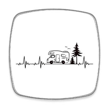 Wohnmobil Wohnwagen Camping Herzschlag Geschenk - Viereckiger Kühlschrankmagnet - Weiß - Vorne