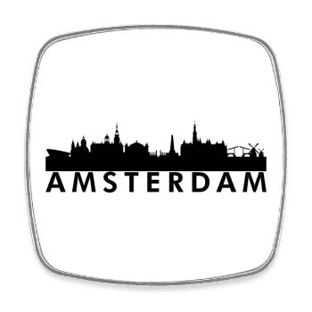 Silhouette de la Skyline d’Amsterdam - Magnet carré - blanc - Devant