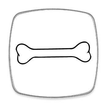 Silhouette d’os de chien Minimaliste noir blanc - Magnet carré - blanc - Devant