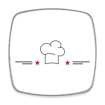 Design pour tabliers de cuisine - Magnet carré - blanc - Devant