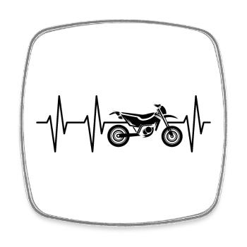 Heartbeat design supermoto Motorcycle Pulse ECG - Square fridge magnet - white - Front
