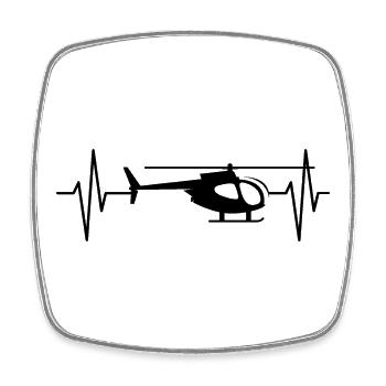 heli helicopter puls symbol Herzschlag Puls Ekg - Viereckiger Kühlschrankmagnet - Weiß - Vorne