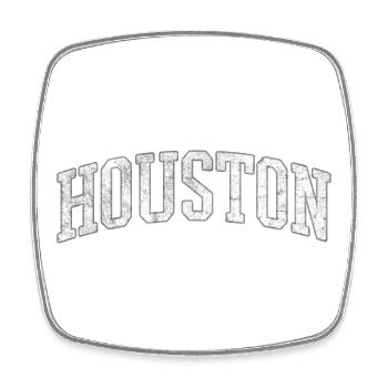 Houston Steinblock Logo - Viereckiger Kühlschrankmagnet - Weiß - Vorne