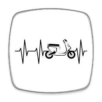 Heartbeat pulse symbol scooter scooter mobylette Icône - Magnet carré - blanc - Devant