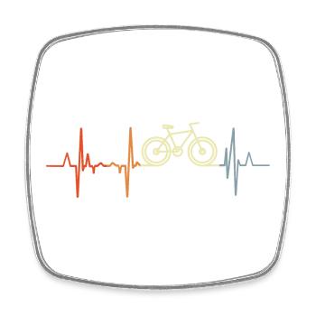 Radfahrer Herzschlag - Viereckiger Kühlschrankmagnet - Weiß - Vorne