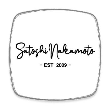 Satoshi Nakamoto Bitcoin Blockchain 2009 - Square fridge magnet - white - Front