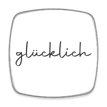 glücklich - Viereckiger Kühlschrankmagnet - Weiß - Vorne