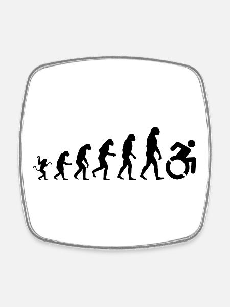 Evolution des Rollstuhls, der Rolle, des Humors * - Viereckiger Kühlschrankmagnet - Weiß