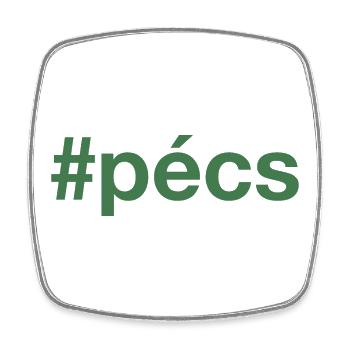 PECS Hungary Ungarn Hashtag - Viereckiger Kühlschrankmagnet - Weiß - Vorne