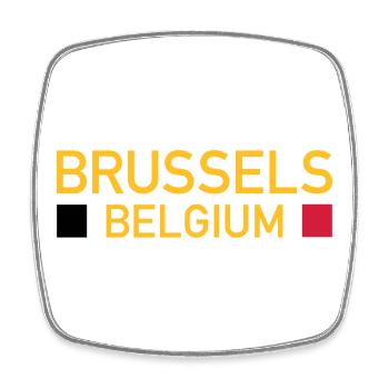 Brussels, Belgium (two squares) - Square fridge magnet - white - Front