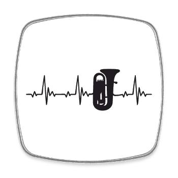 Tuba heartbeat frequency pulse ECG - Square fridge magnet - white - Front