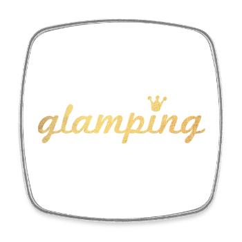 Glamping Camping Luxury Camping Gold Holiday Crown - Square fridge magnet - white - Front