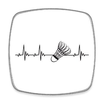 Badminton Heartbeat for Badminton Players - Square fridge magnet - white - Front