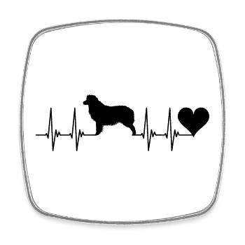 Australian Shepherd, Dog, Heart, Pulse, Animals, ECG - Square fridge magnet - white - Front