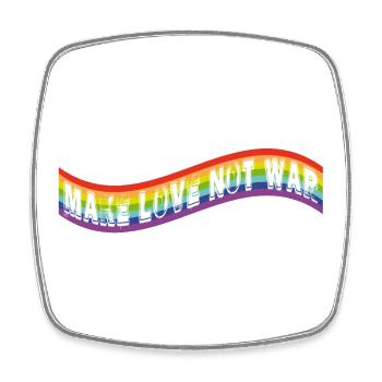 make love not war | Rainbow flag - Square fridge magnet - white - Front