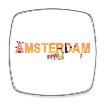 Amsterdam Party Bar - Square fridge magnet - white - Front