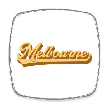 Melbourne Gold Retro Schrift - Viereckiger Kühlschrankmagnet - Weiß - Vorne