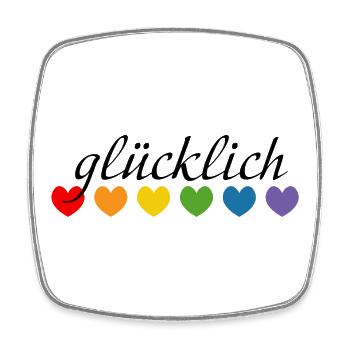 Regenbogenherzchen gluecklich LGBT lgbtqi queer - Viereckiger Kühlschrankmagnet - Weiß - Vorne
