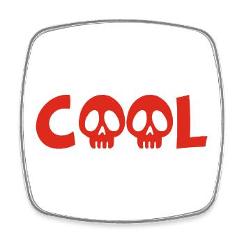 Totenkopf und cool (rot) - Viereckiger Kühlschrankmagnet - Weiß - Vorne