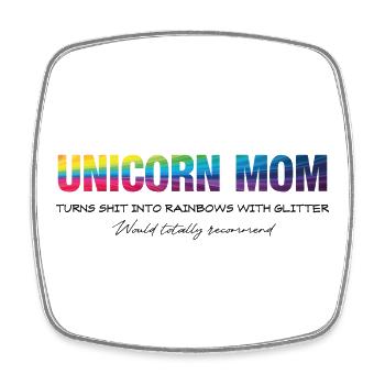 Einhorn Mama Dunkel - Viereckiger Kühlschrankmagnet - Weiß - Vorne