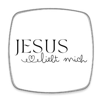 Jesus liebt mich - Viereckiger Kühlschrankmagnet - Weiß - Vorne