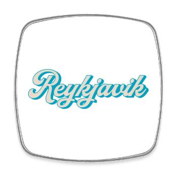 Reykjavik Neon Script - Square fridge magnet - white - Front