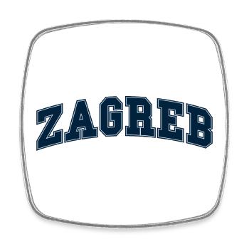 Zagreb Varsity lettering - Square fridge magnet - white - Front