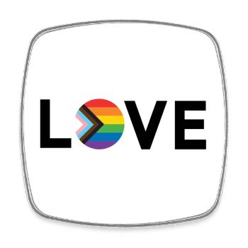 Mois de la fierté LGBT - Love is Love - Drapeau LGBTQIA+ - Magnet carré - blanc - Devant