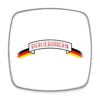 Amateur de bière avec drapeau DE - Magnet carré - blanc - Devant