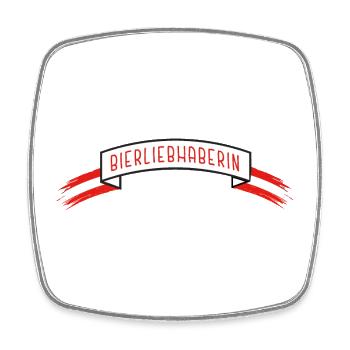Beer lover with Austria flag - Square fridge magnet - white - Front