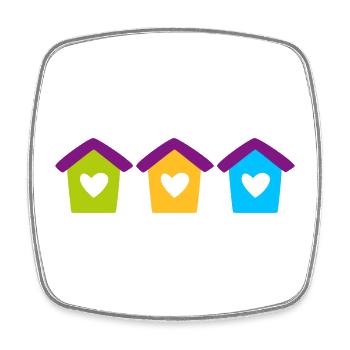 Birdhouse Home Garden Heart Children Colorful House - Square fridge magnet - white - Front