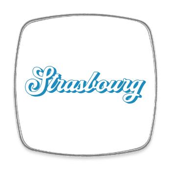 Strasbourg Lettering – Retro France Style - Square fridge magnet - white - Front