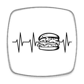 burger icon heartbeat pulse ecg icon graphic - Square fridge magnet - white - Front
