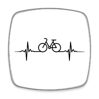Cyclist Gift Bicycle Heartbeat - Square fridge magnet - white - Front