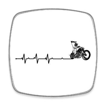 Heartbeat biker - Square fridge magnet - white - Front