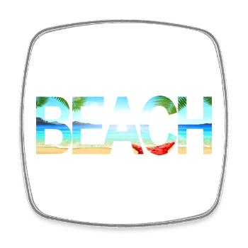 Plage - Magnet carré - blanc - Devant