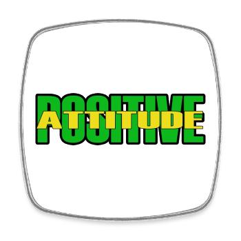 POSITIVE EINSTELLUNG - Grüner/gelber Text - Viereckiger Kühlschrankmagnet - Weiß - Vorne
