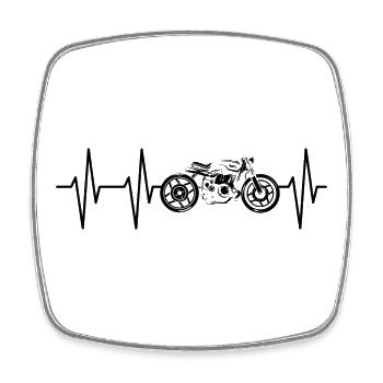 Herzschlag caferacer Puls Motorrad Symbol icon - Viereckiger Kühlschrankmagnet - Weiß - Vorne