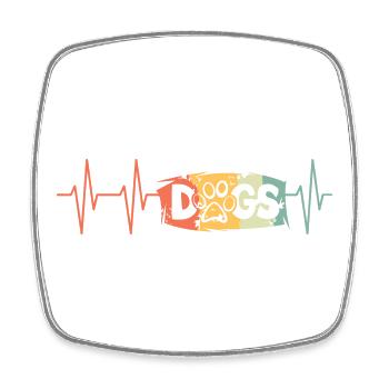 Pulse chiens signe logo rétro vintage battement de coeur - Magnet carré - blanc - Devant