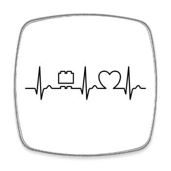 EKG Kurve - Herzkurve - Klemmsteine - Viereckiger Kühlschrankmagnet - Weiß - Vorne