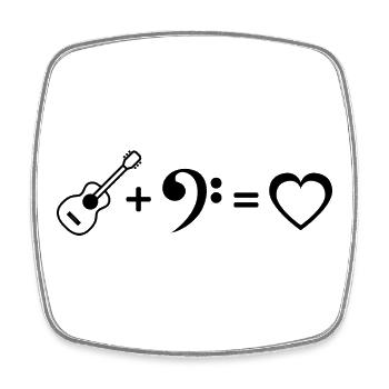 Bassgitarre Liebe Basschlüssel Gleichung Bassist - Viereckiger Kühlschrankmagnet - Weiß - Vorne